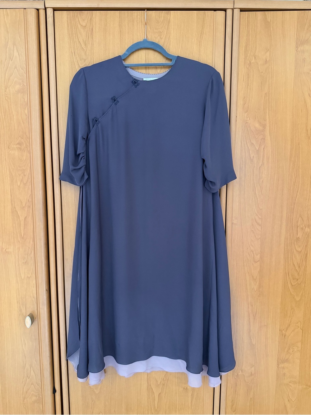 Blanc de Chine 100% Silk Dress Purple Blue Size 12